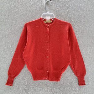 Bernhard Altmann Women Sweater M Red Cardigan‎ 100% Pure Wool Button Up READ